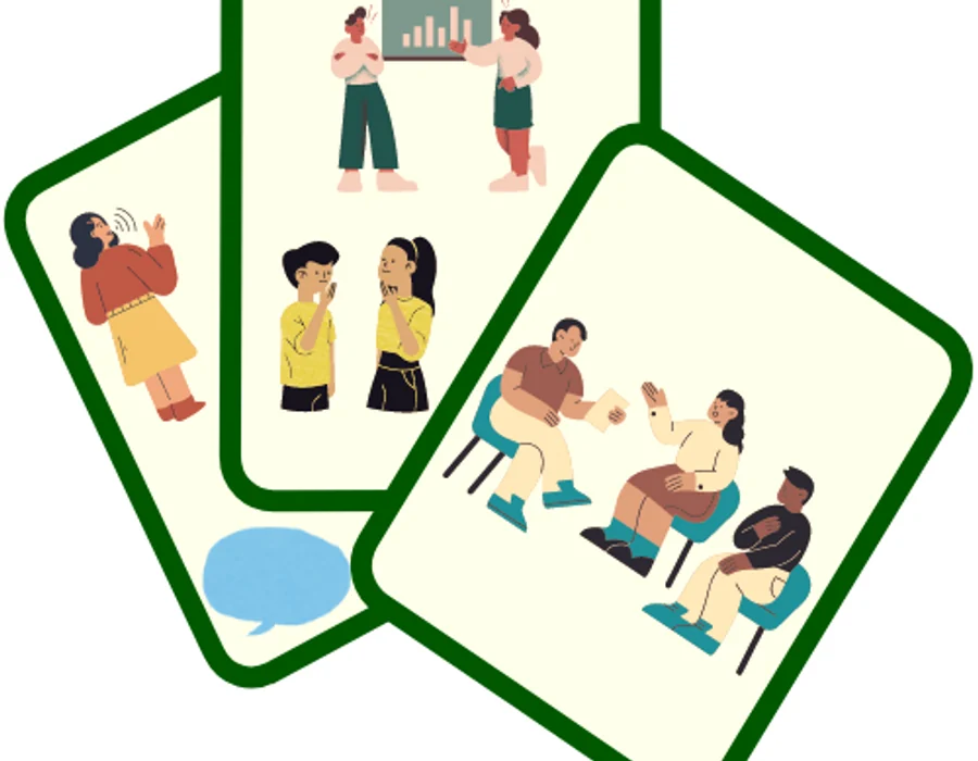 An illustration of communication handy cards